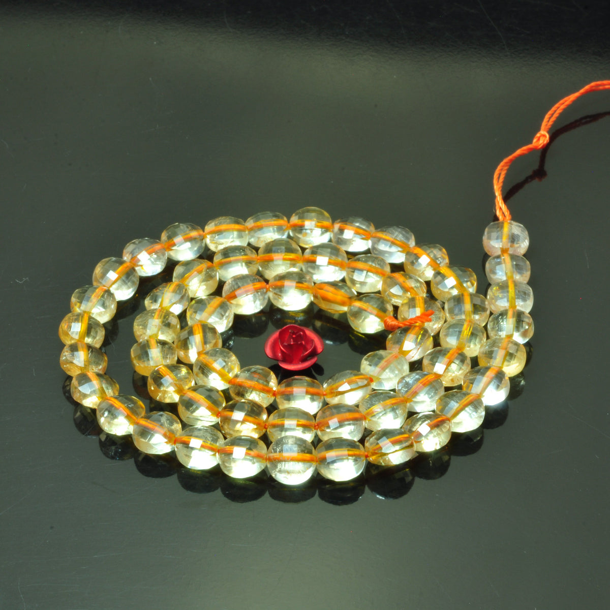 Natural Citrine micro faceted coin loose beads yellow crystal wholesale gemstone jewelry making bracelet necklace diy