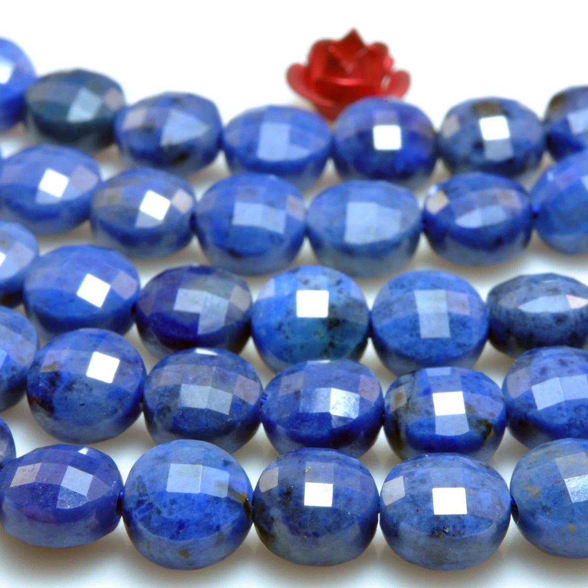 Natural Dumortierite A grade micro faceted coin loose beads wholesale gemstone jewelry making 6mm 15"