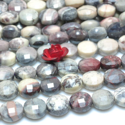 YesBeads Natural Porcelain Jasper micro faceted coin loose beads wholesale gemstone jewelry making 6mm 15"