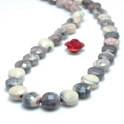 YesBeads Natural Porcelain Jasper micro faceted coin loose beads wholesale gemstone jewelry making 6mm 15"