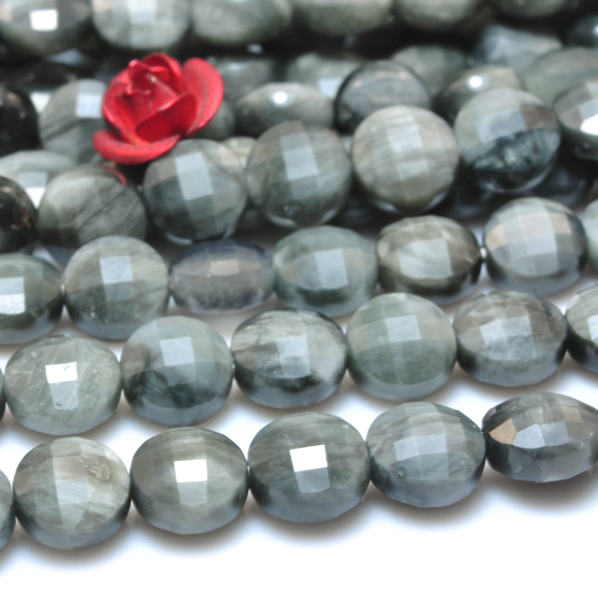 YesBeads Natural Eagle Eye hawk eye micro faceted coin loose beads gemston wholesale for jewelry making