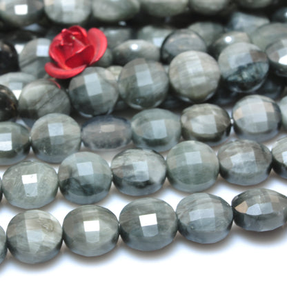 YesBeads Natural Eagle Eye hawk eye micro faceted coin loose beads gemston wholesale for jewelry making