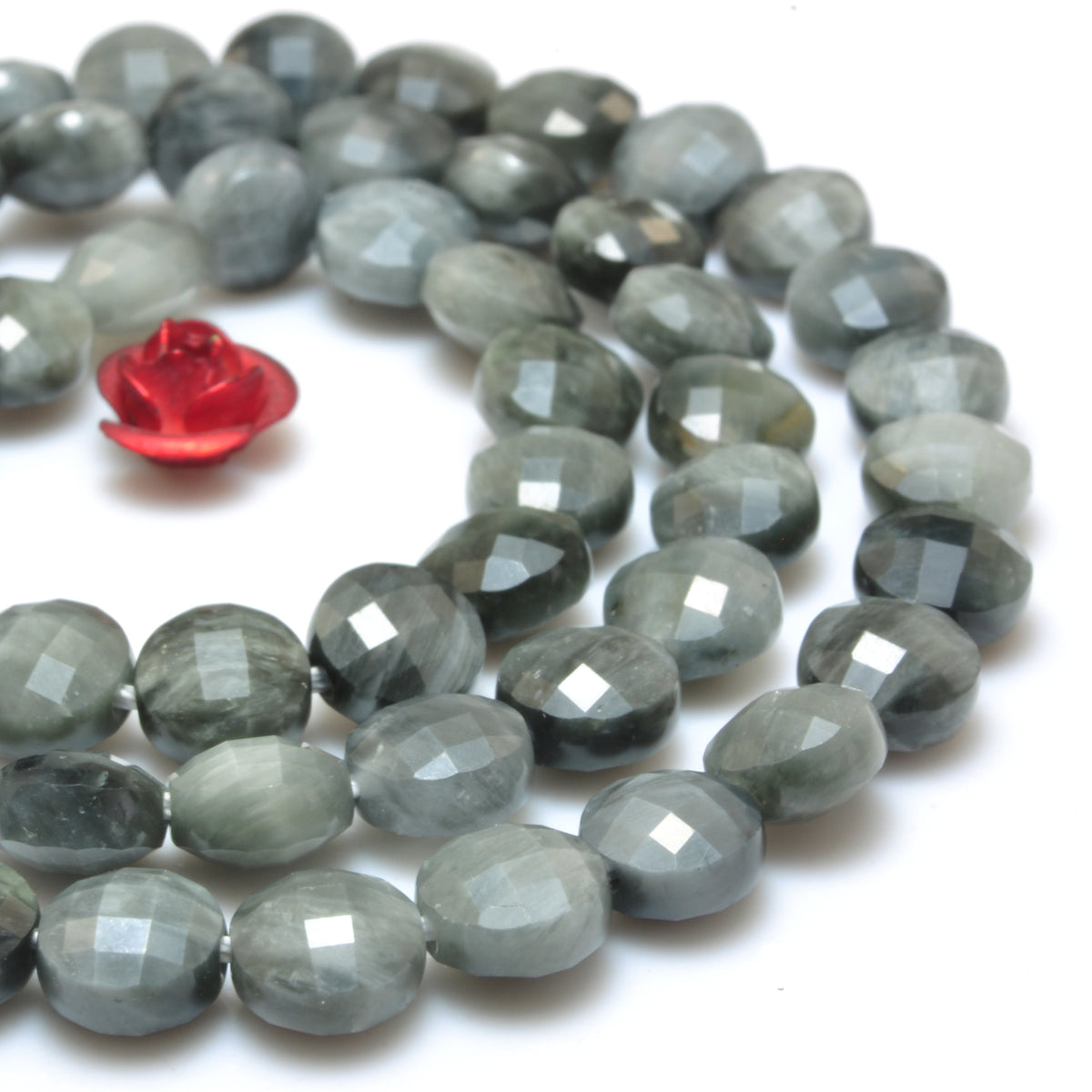 YesBeads Natural Eagle Eye hawk eye micro faceted coin loose beads gemston wholesale for jewelry making