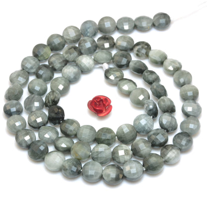 YesBeads Natural Eagle Eye hawk eye micro faceted coin loose beads gemston wholesale for jewelry making