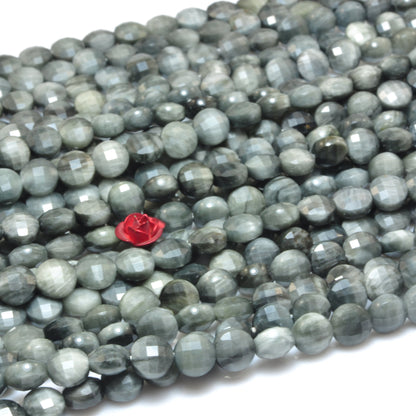 YesBeads Natural Eagle Eye hawk eye micro faceted coin loose beads gemston wholesale for jewelry making
