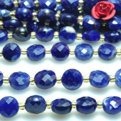 Natural blue sodalite stone faceted coin loose beads gemstone wholesale jewelry making bracelet necklace diy