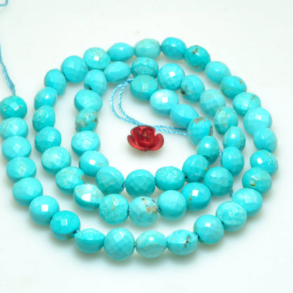 Blue Turquoise faceted coin beads wholesale loose gemstone for jewelry making diy bracelet necklace