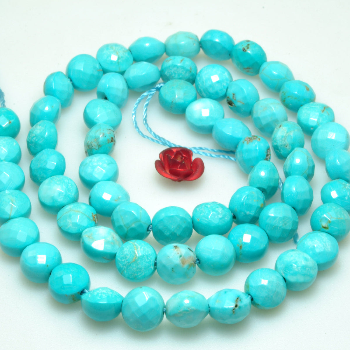 Blue Turquoise faceted coin beads wholesale loose gemstone for jewelry making diy bracelet necklace