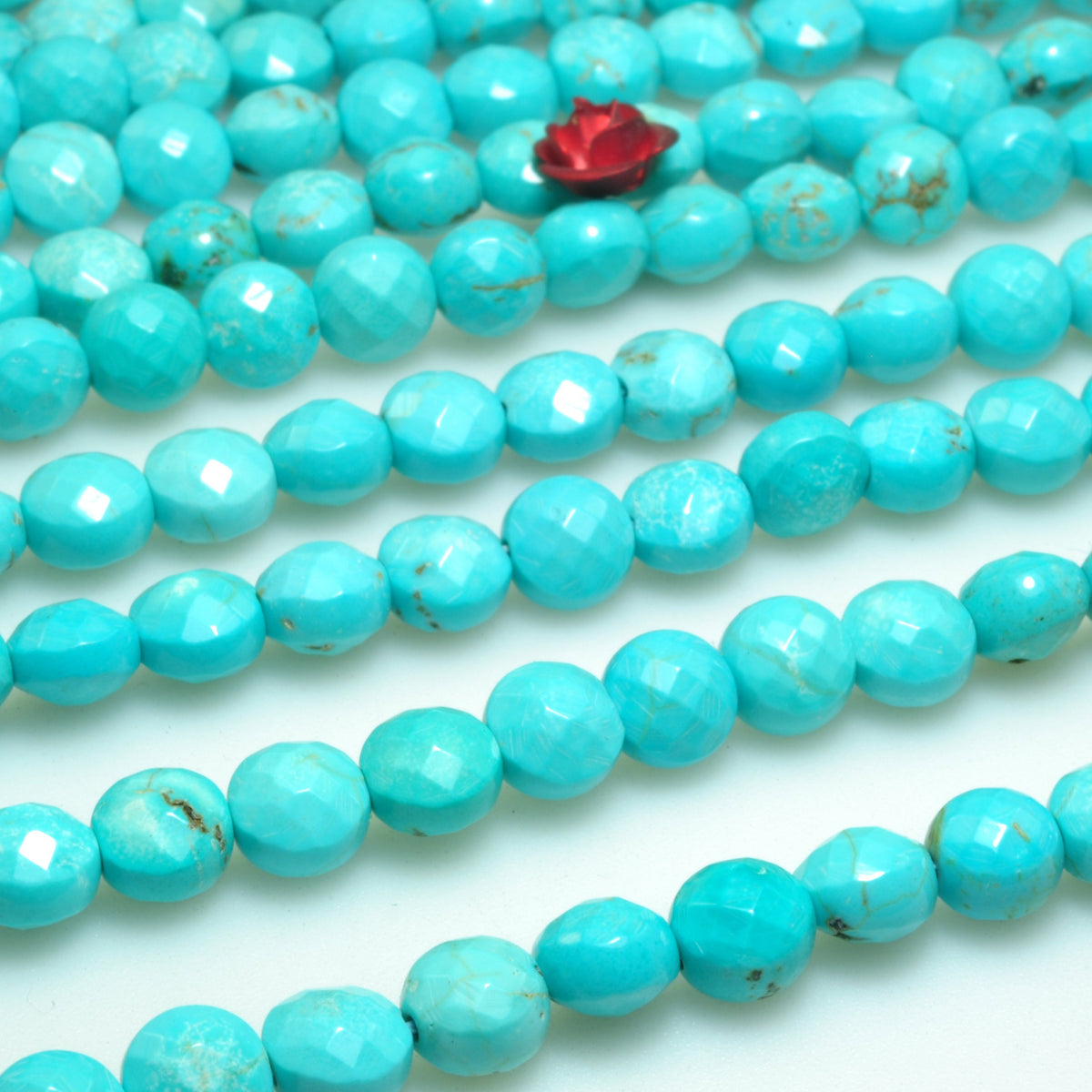 Blue Turquoise faceted coin beads wholesale loose gemstone for jewelry making diy bracelet necklace
