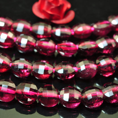 YesBeads Natural Red Garnet gemstone micro faceted coin loose beads wholesale jewelry 4mm 15"