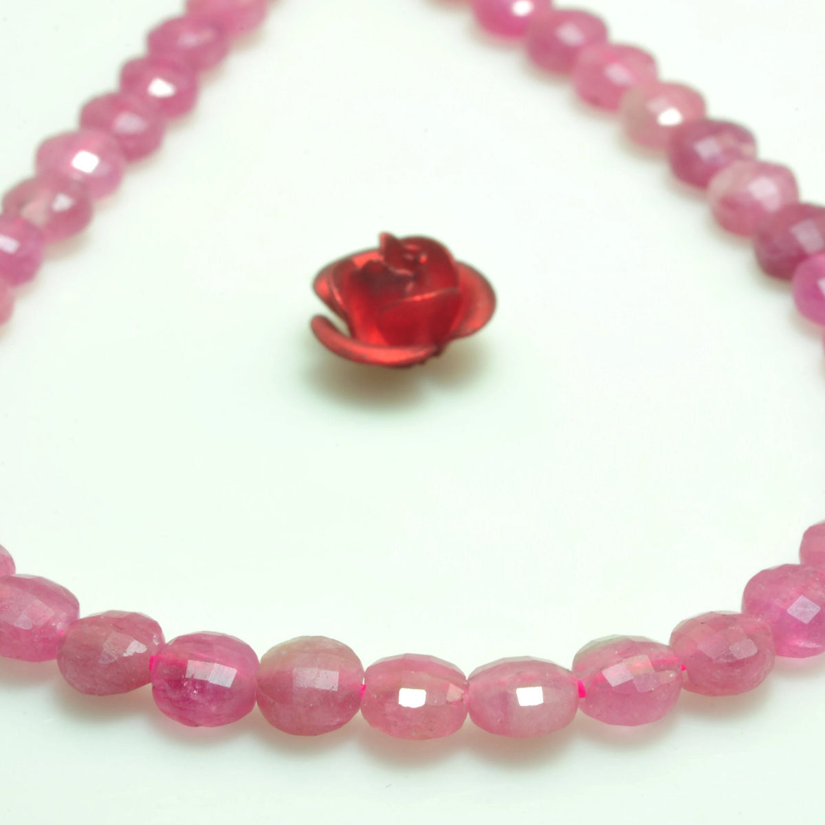 Natural pink tourmaline gemstone micro faceted coin loose beads wholesale jewelry making bracelet necklace diy
