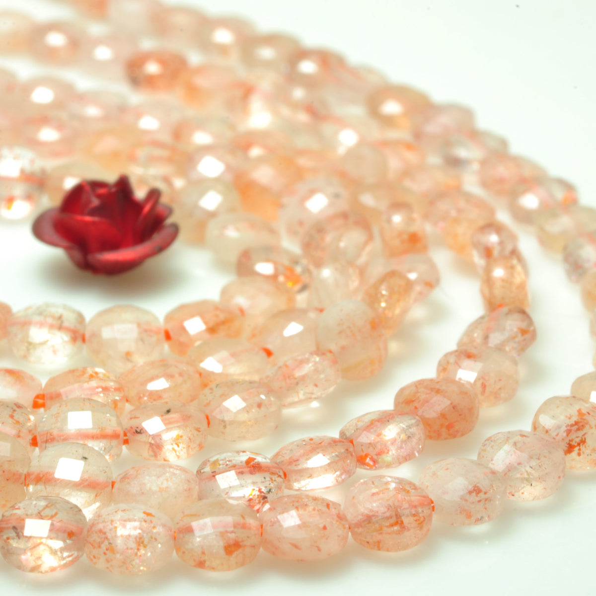 YesBeads natural orange Sunstone micro faceted coin loose beads wholesale gemstone jewelry making 4mm 15"