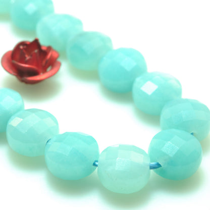 YesBeads Natural Amazonite gemstone micro faceted coin loose beads wholesale jewelry making 6mm 15"