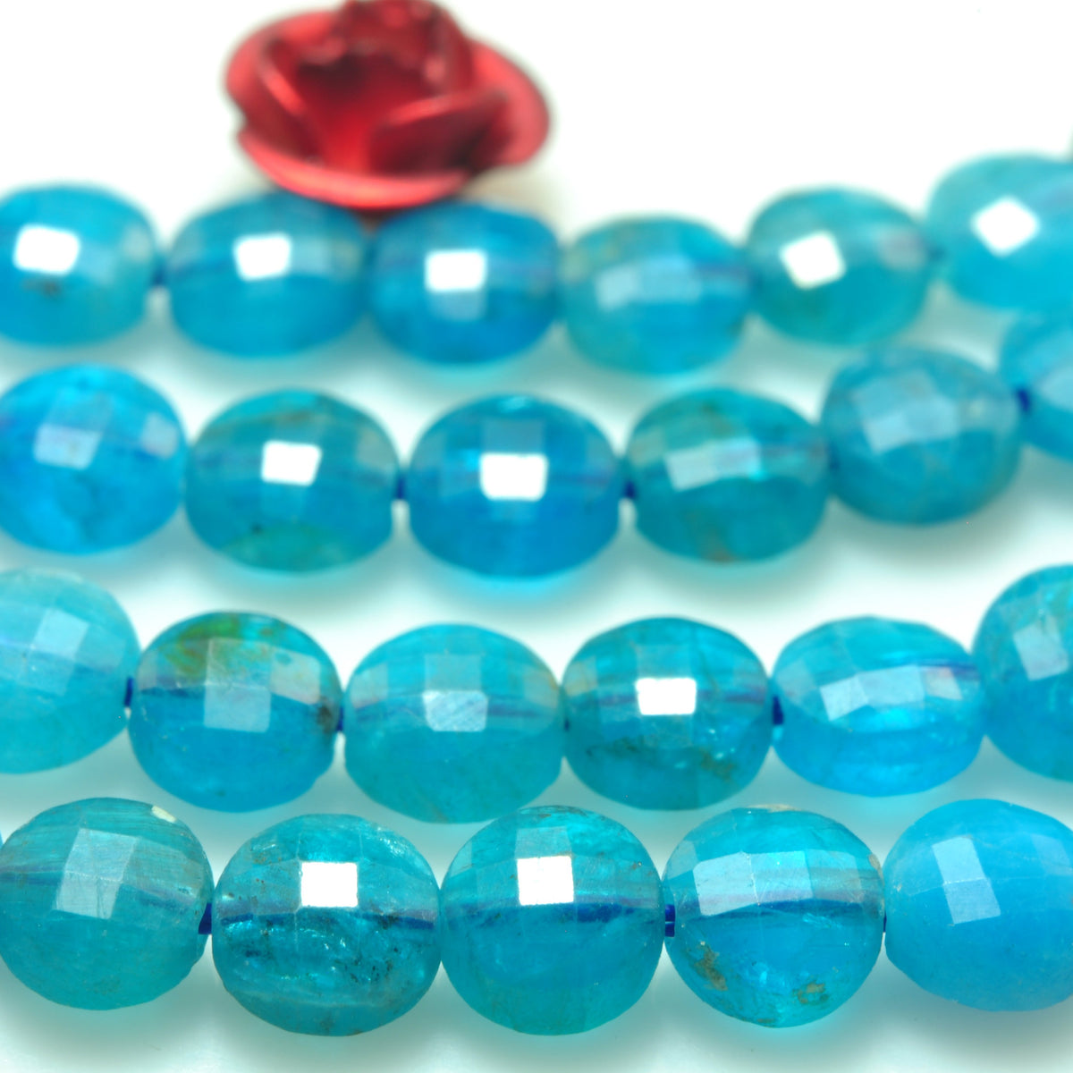 YesBeads natural blue Apatite gemstone micro faceted loose coin beads wholesale jewelry making 4.5mm 15"