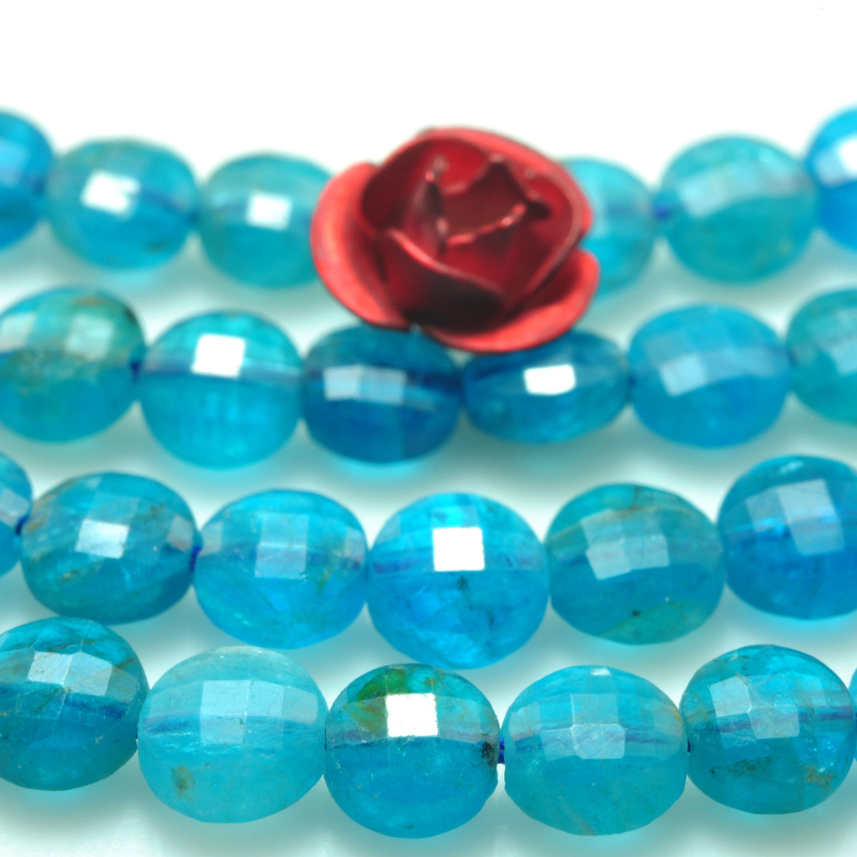 YesBeads natural blue Apatite gemstone micro faceted loose coin beads wholesale jewelry making 4.5mm 15"