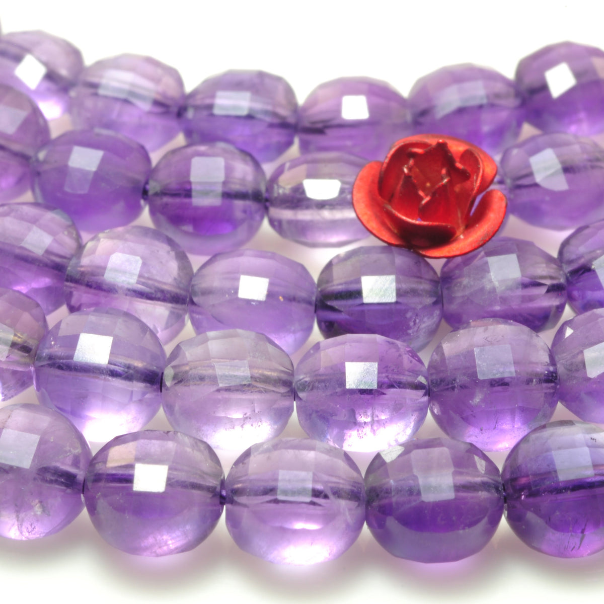 YesBeads Natural Amethyst gemstone micro faceted coin loose beads wholesale jewelry making 15'full strand