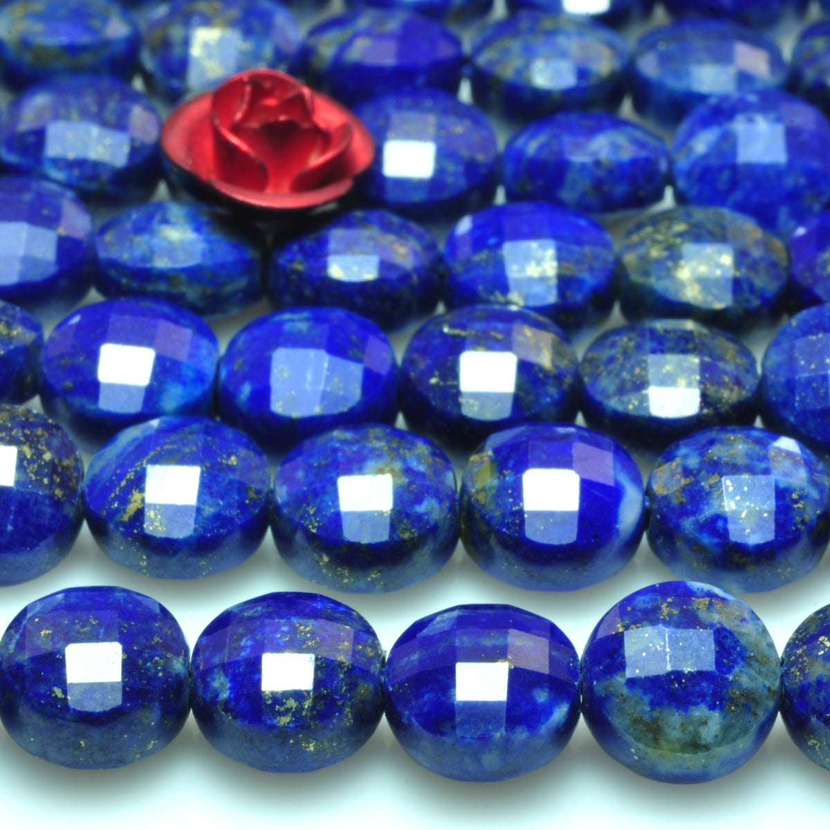 YesBeads Natural Lapis Lazuli A grade micro faceted coin loose beads wholesale gemstone jewelry making 15"full strand