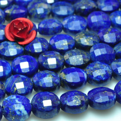 YesBeads Natural Lapis Lazuli A grade micro faceted coin loose beads wholesale gemstone jewelry making 15"full strand