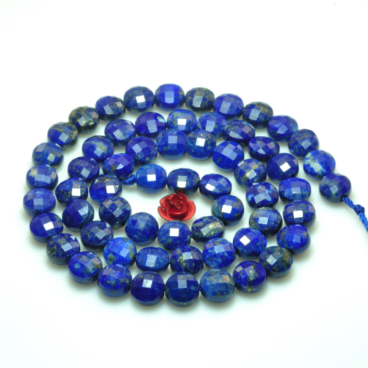 YesBeads Natural Lapis Lazuli A grade micro faceted coin loose beads wholesale gemstone jewelry making 15"full strand