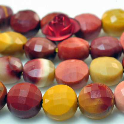 YesBeads Natural Mookaite gemstone micro faceted coin loose beads wholesale jewelry making 6mm