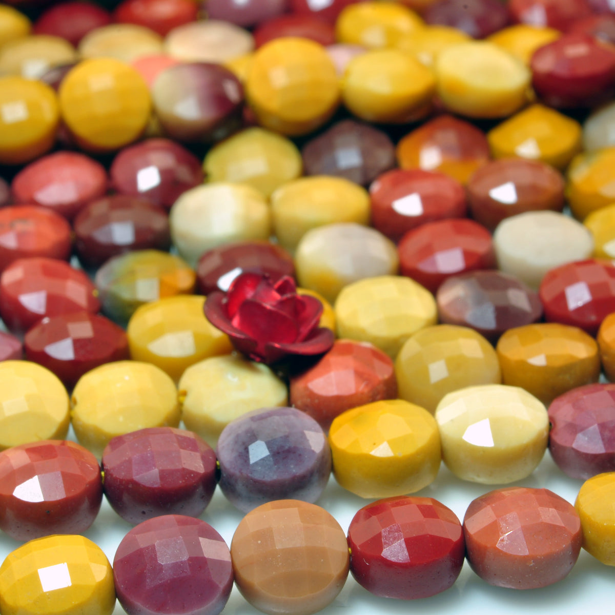 YesBeads Natural Mookaite gemstone micro faceted coin loose beads wholesale jewelry making 6mm
