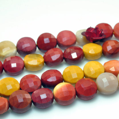 YesBeads Natural Mookaite gemstone micro faceted coin loose beads wholesale jewelry making 6mm