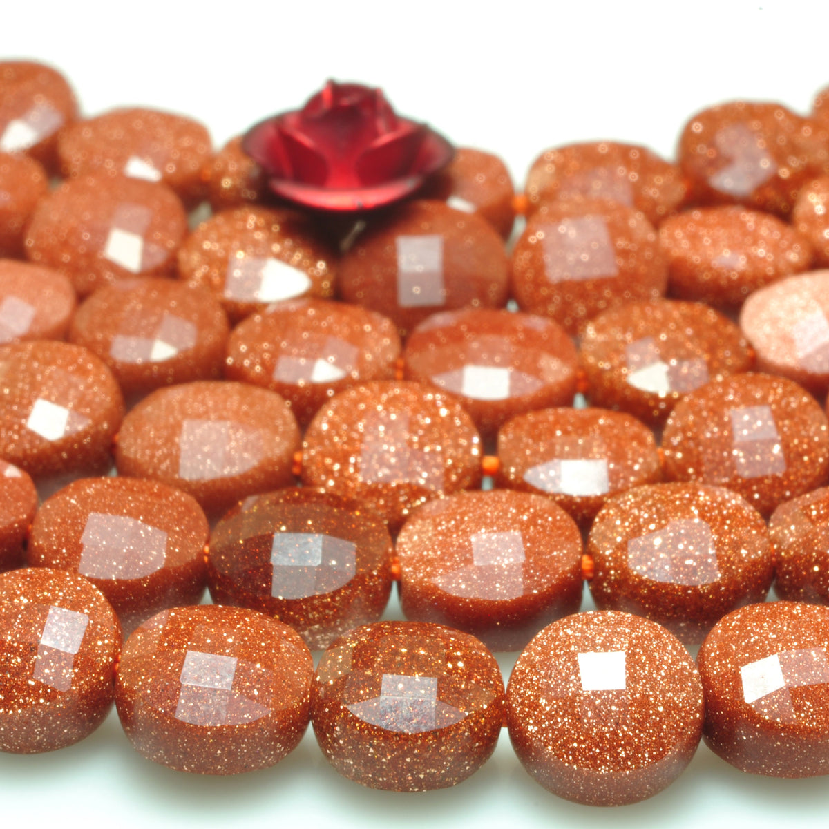YesBeads Gold Sandstone micro faceted coin loose beads wholesale gemstone jewelry making 6mm