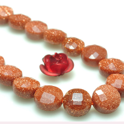 YesBeads Gold Sandstone micro faceted coin loose beads wholesale gemstone jewelry making 6mm