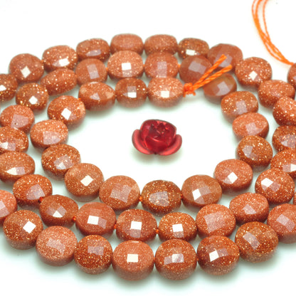 YesBeads Gold Sandstone micro faceted coin loose beads wholesale gemstone jewelry making 6mm