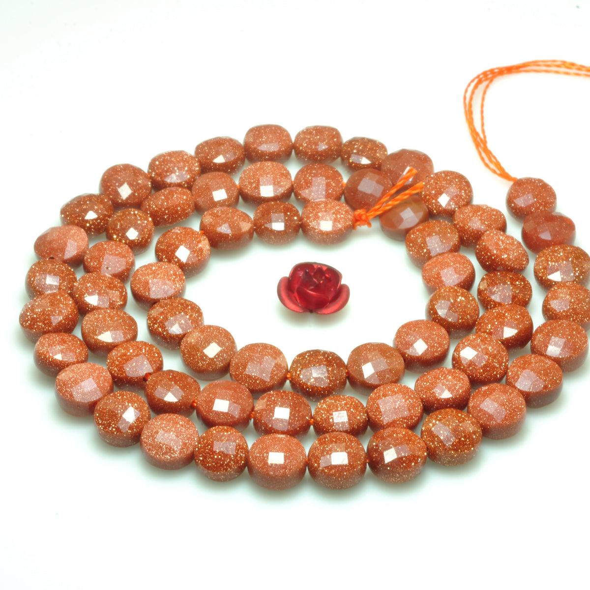 YesBeads Gold Sandstone micro faceted coin loose beads wholesale gemstone jewelry making 6mm