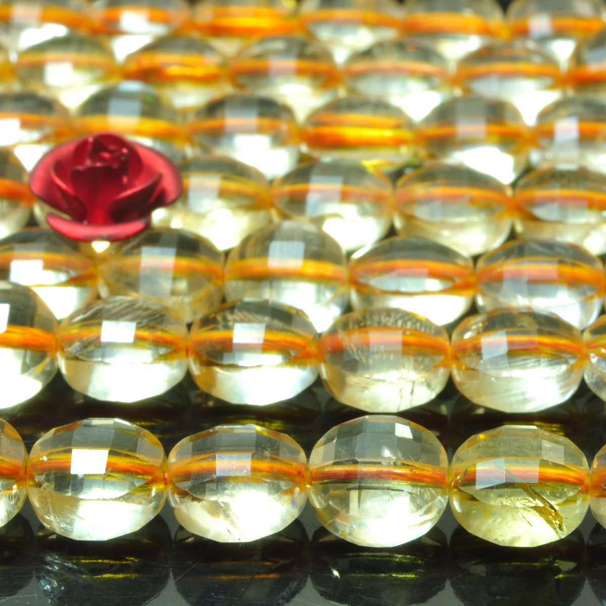 Natural Citrine micro faceted coin loose beads yellow crystal wholesale gemstone jewelry making bracelet necklace diy