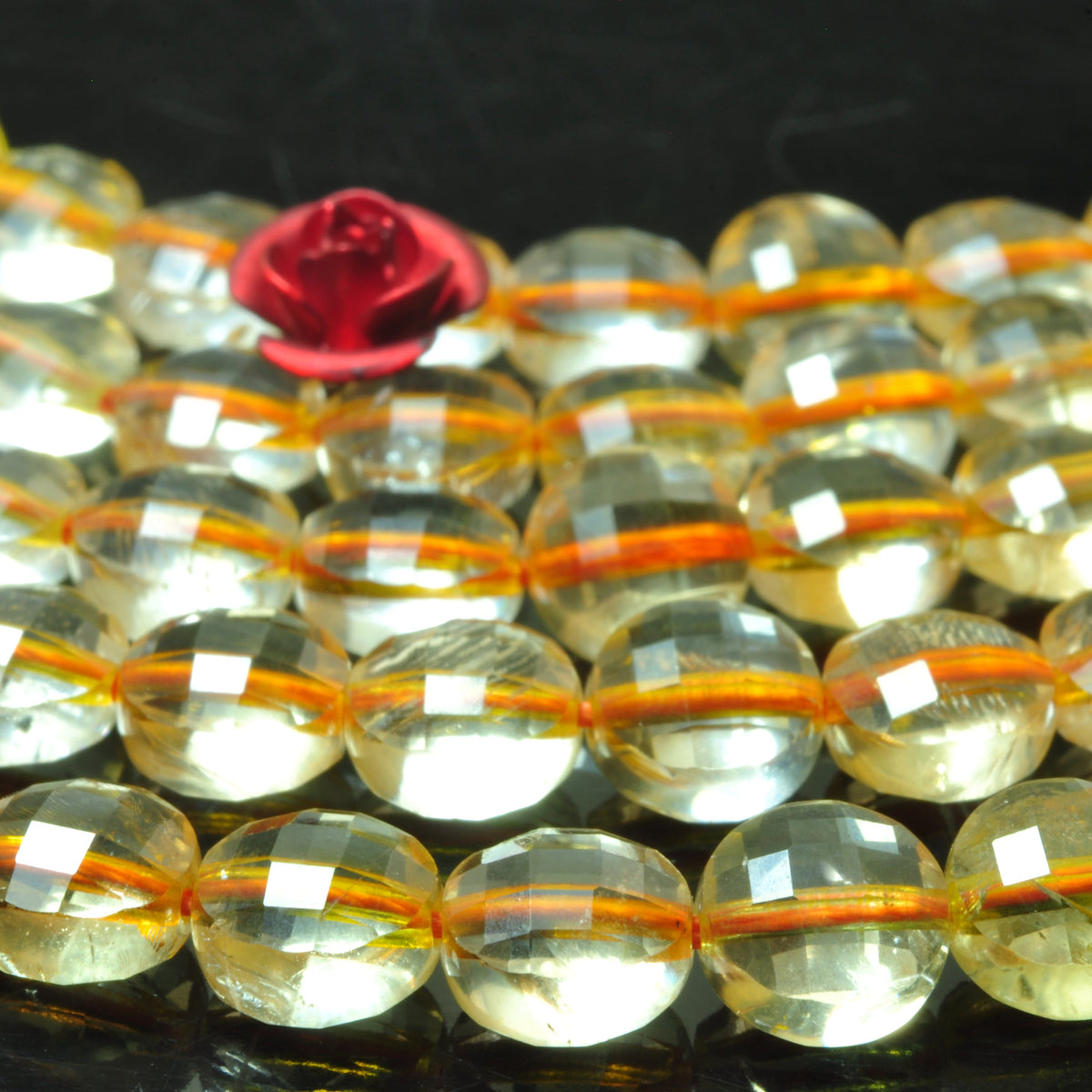 Natural Citrine micro faceted coin loose beads yellow crystal wholesale gemstone jewelry making bracelet necklace diy