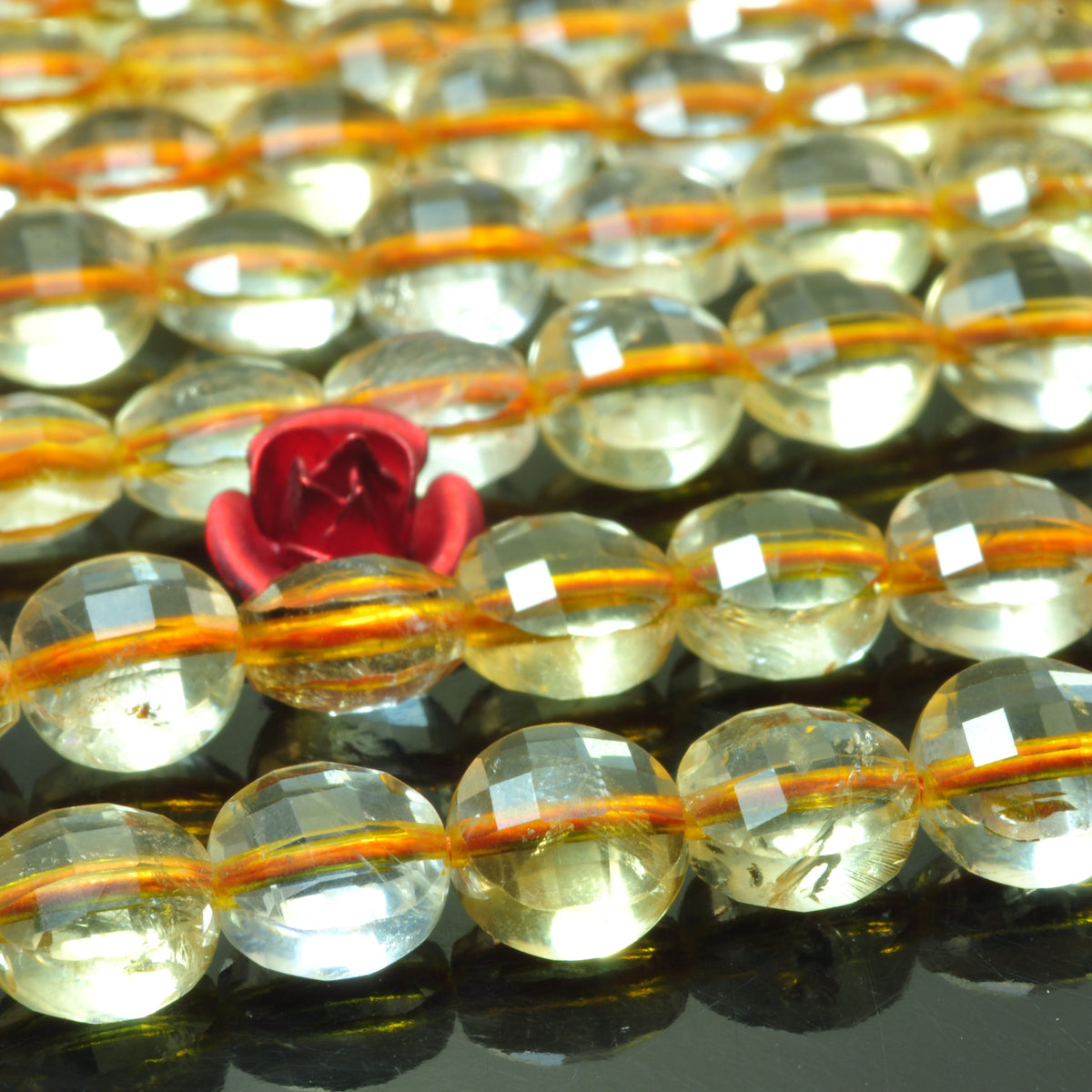 Natural Citrine micro faceted coin loose beads yellow crystal wholesale gemstone jewelry making bracelet necklace diy