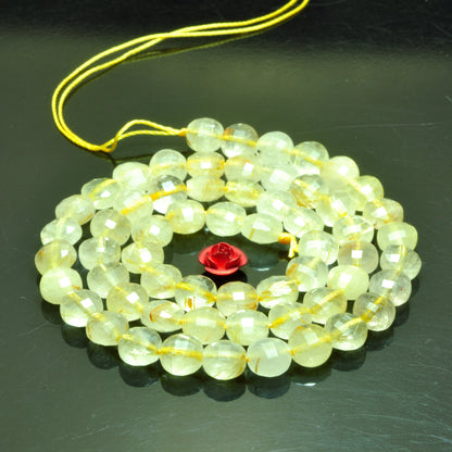 YesBeads natural golden rutilated quartz faceted coin loose beads wholesale yellow gemstone 6mm