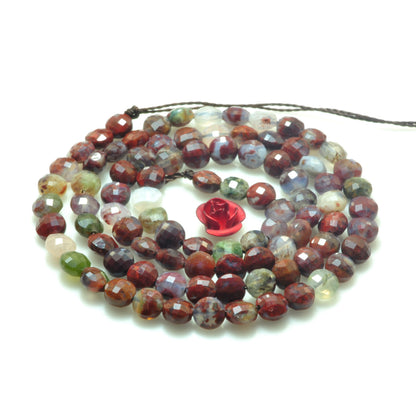 YesBeads natural Red Lightning Agate micro faceted coin loose beads whoelsale gemstone jewelry making 15"