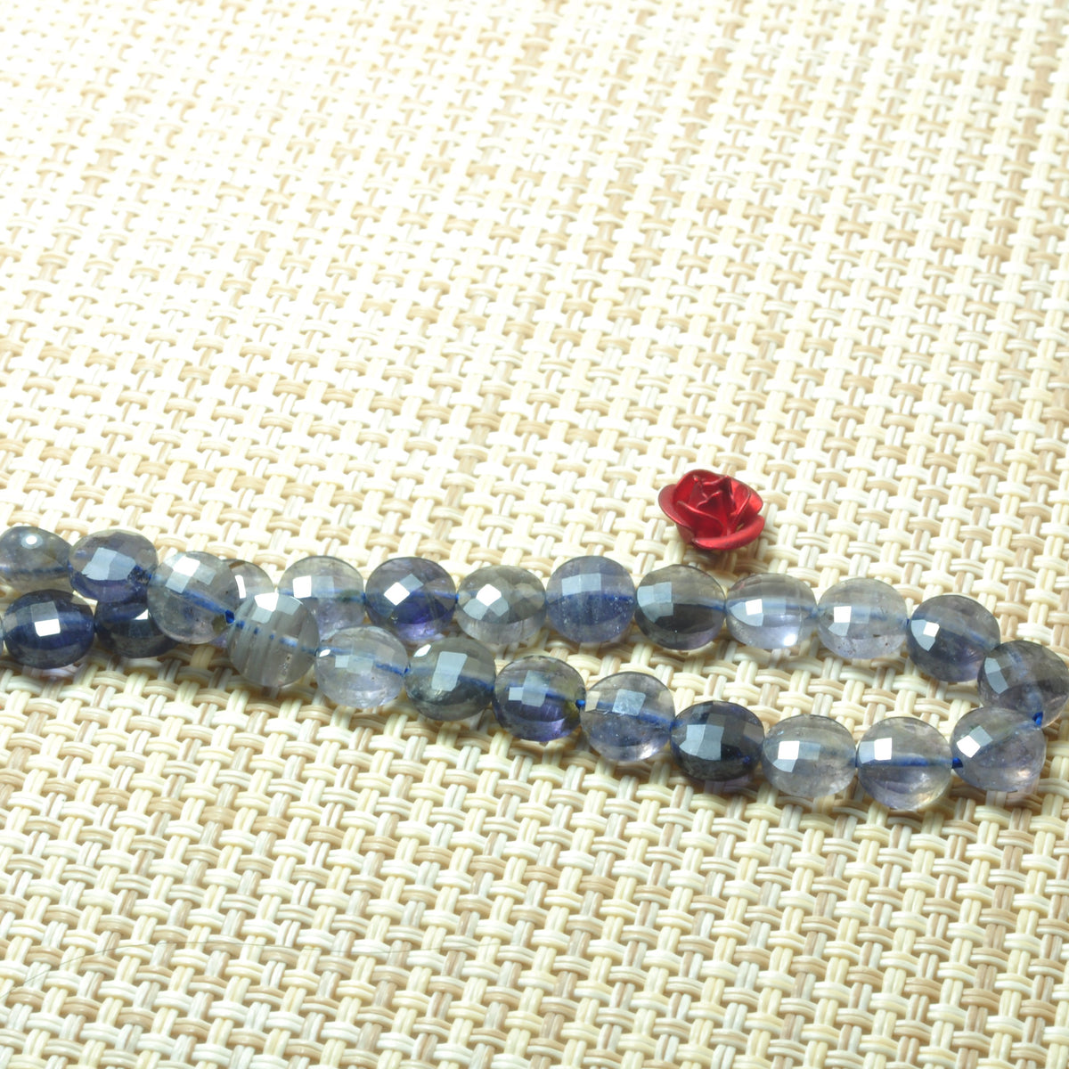 YesBeads natural blue Iolite gemstone micro faceted coin loose beads wholesale jewelry making 15"full strand
