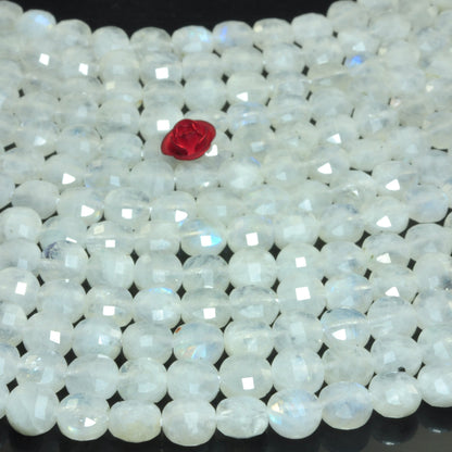 YesBeads natural rainbow Moonstone A grade gemstone micro faceted coin loose beads wholesale jewelry making 15"