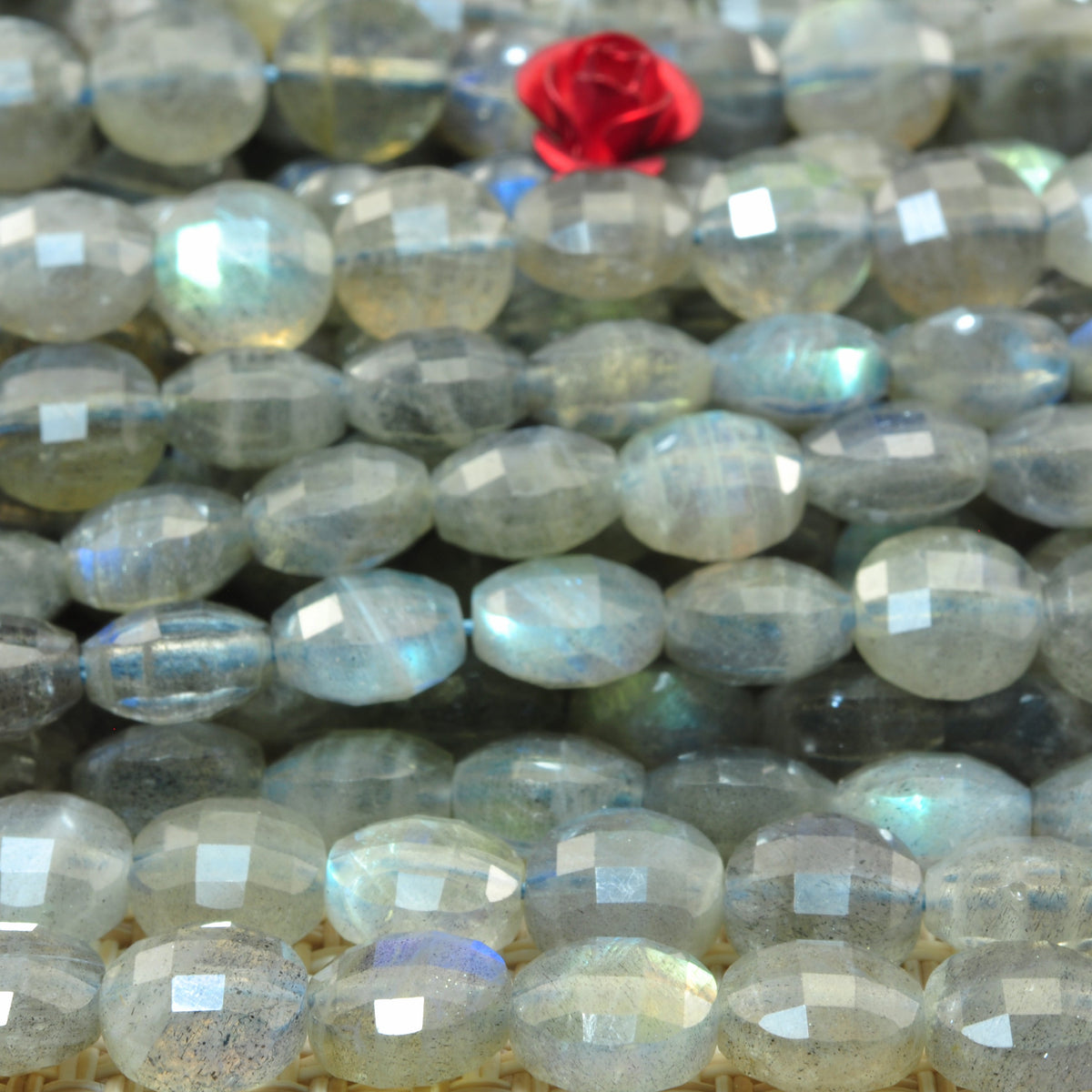 Natural Labradorite micro faceted coin loose beads wholesale gemstone jewelry making bracelet necklace diy