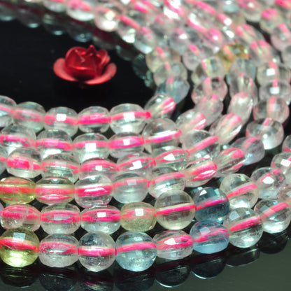YesBeads natural AAA grade Morganite mix gemstone micro faceted coin beads 4mm 15"