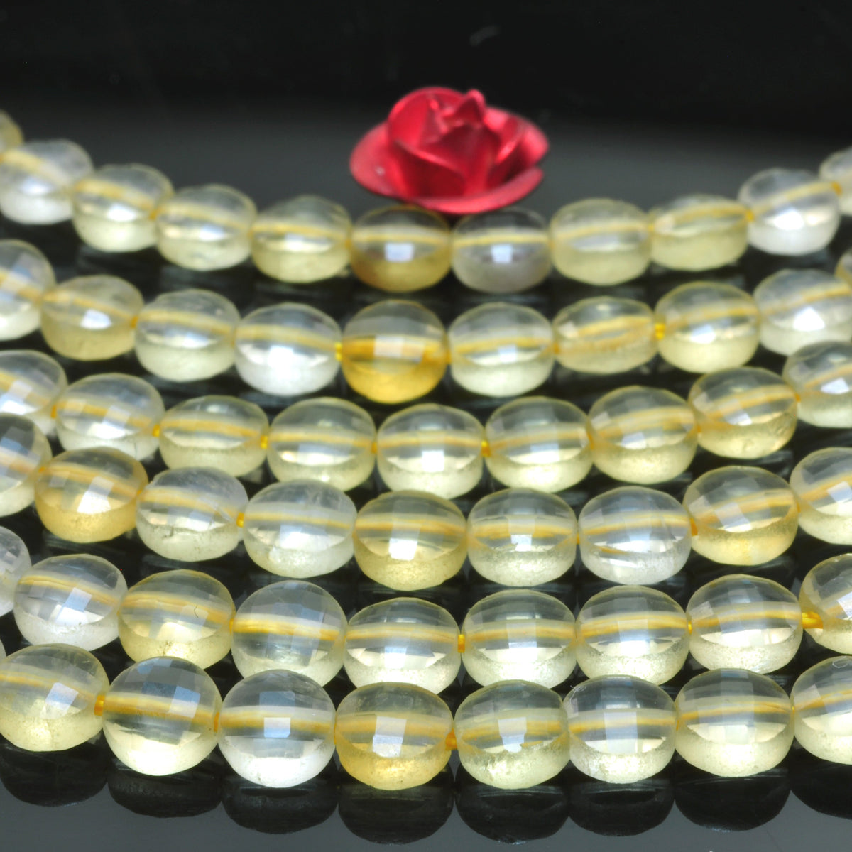 Natural Citrine micro faceted coin loose beads yellow crystal wholesale gemstone jewelry making 15"