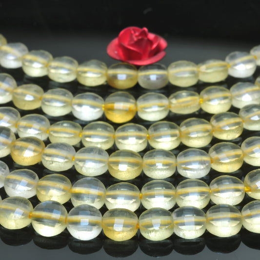 Natural Citrine micro faceted coin loose beads yellow crystal wholesale gemstone jewelry making 15"