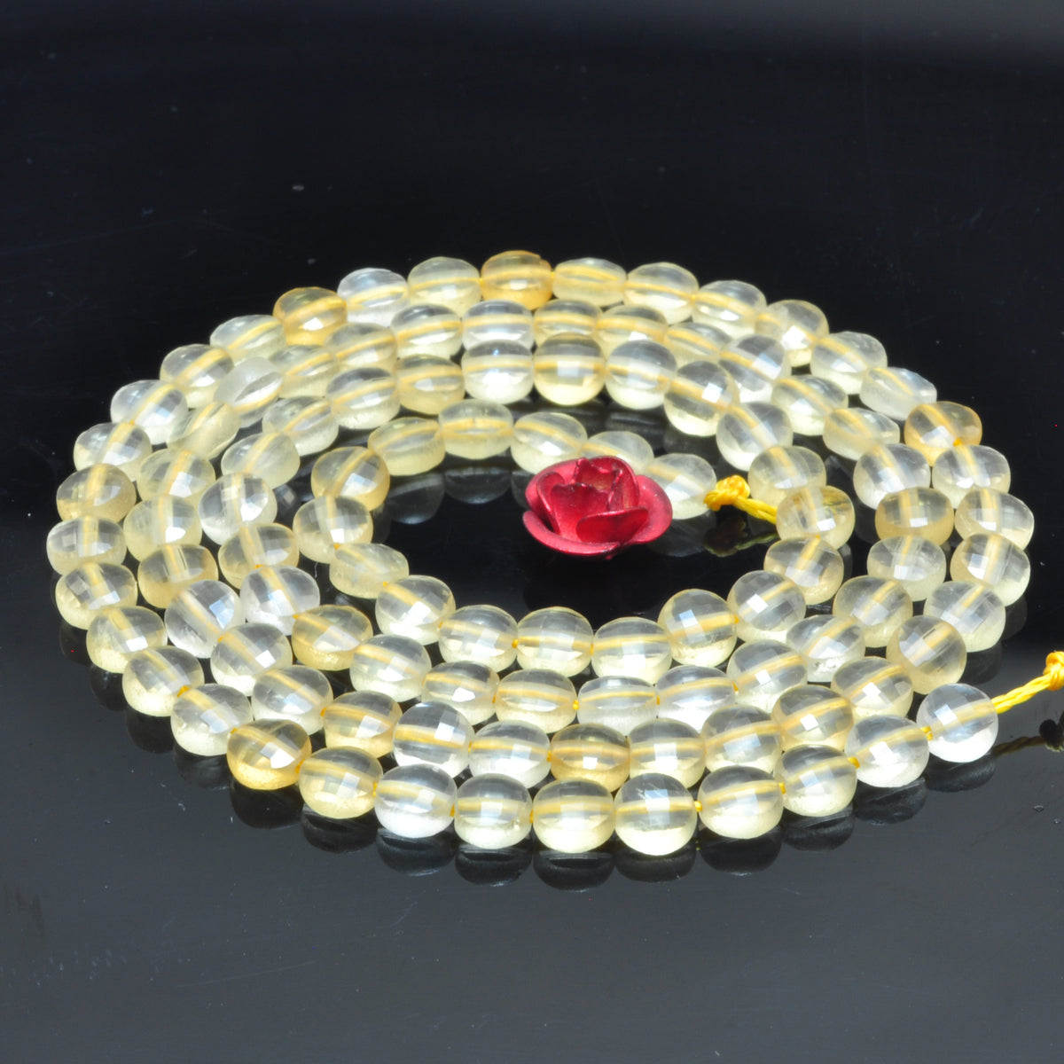 Natural Citrine micro faceted coin loose beads yellow crystal wholesale gemstone jewelry making 15"