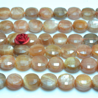 YesBeads Natural Sunstone faceted coin loose beads gemstone wholesale jewelry making 15"