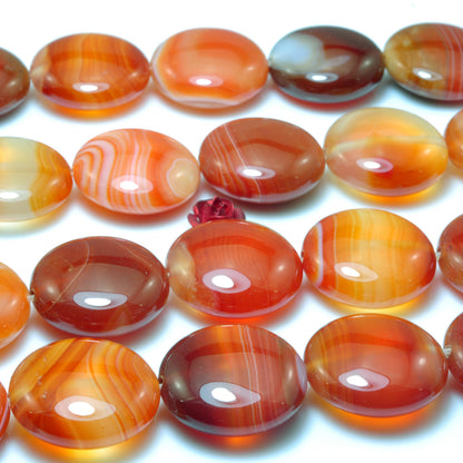 Natural Red Banded Agate smooth coin beads wholesale gemstone jewelry making bracelet necklace diy