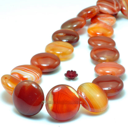 Natural Red Banded Agate smooth coin beads wholesale gemstone jewelry making bracelet necklace diy