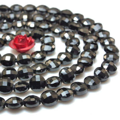 YesBeads Natural Black Spinel gemstone micro faceted loose coin beads wholesale jewelry making supplies 15"