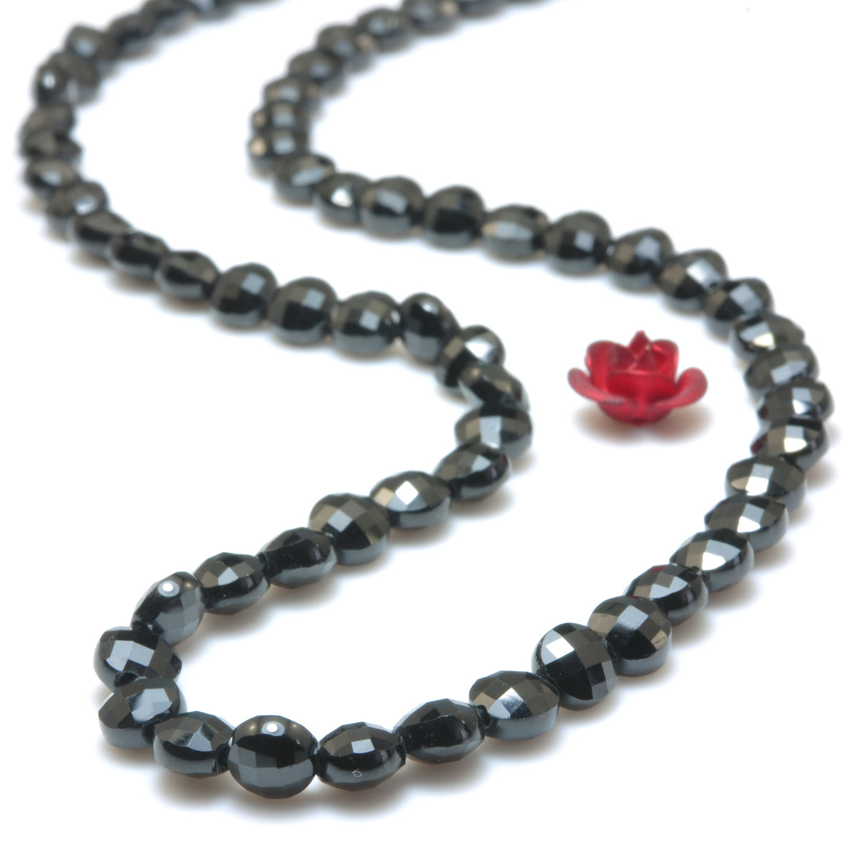 YesBeads Natural Black Spinel gemstone micro faceted loose coin beads wholesale jewelry making supplies 15"