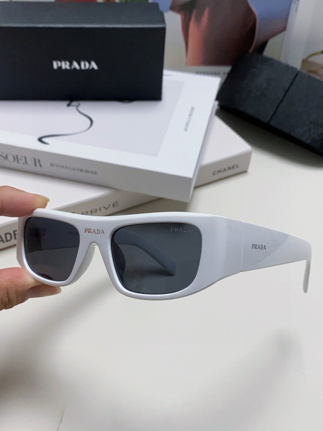 Prada Rectangular Gray Lens Sunglasses for Men & Women - 358407 - detail image 5