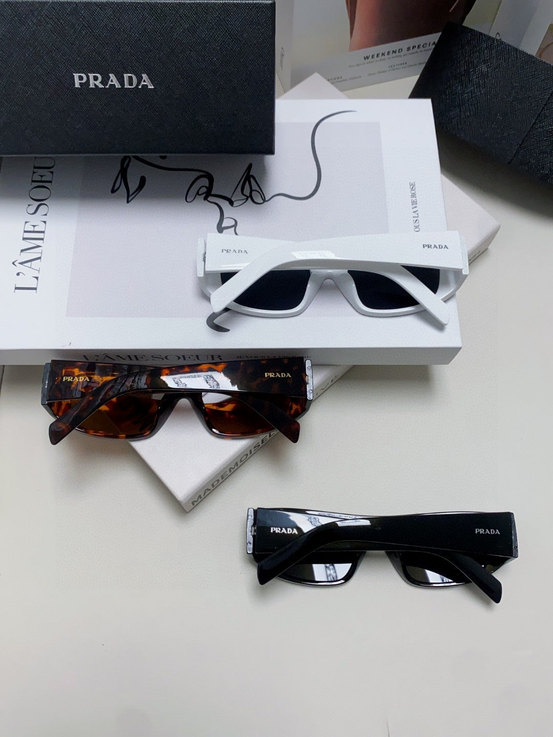 Prada Rectangular Gray Lens Sunglasses for Men & Women - 358407 - detail image 8