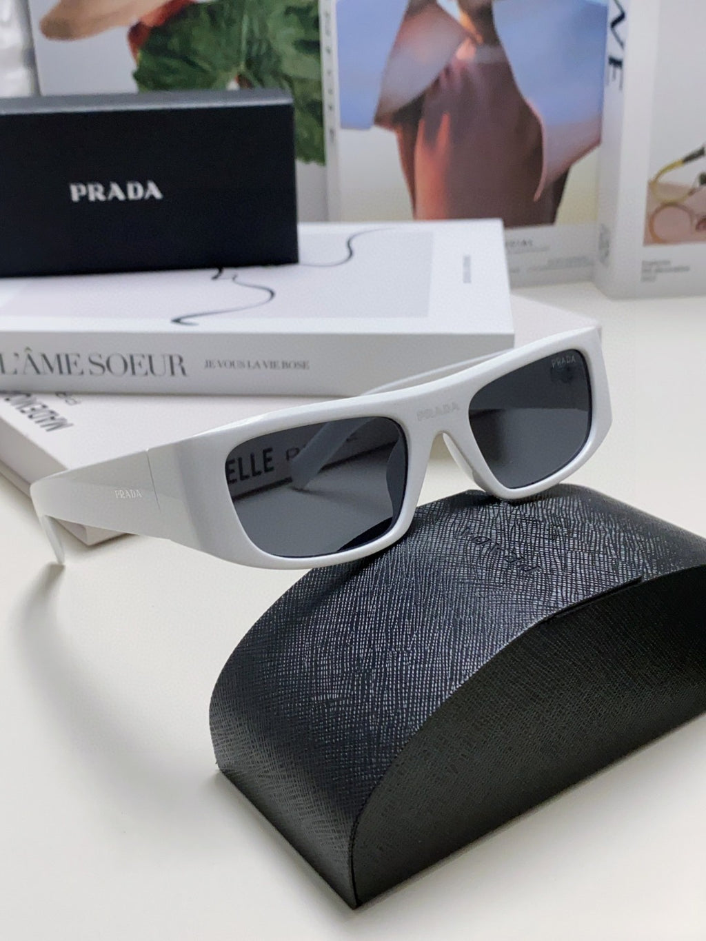 Prada Rectangular Gray Lens Sunglasses for Men & Women - 358407 - detail image 7